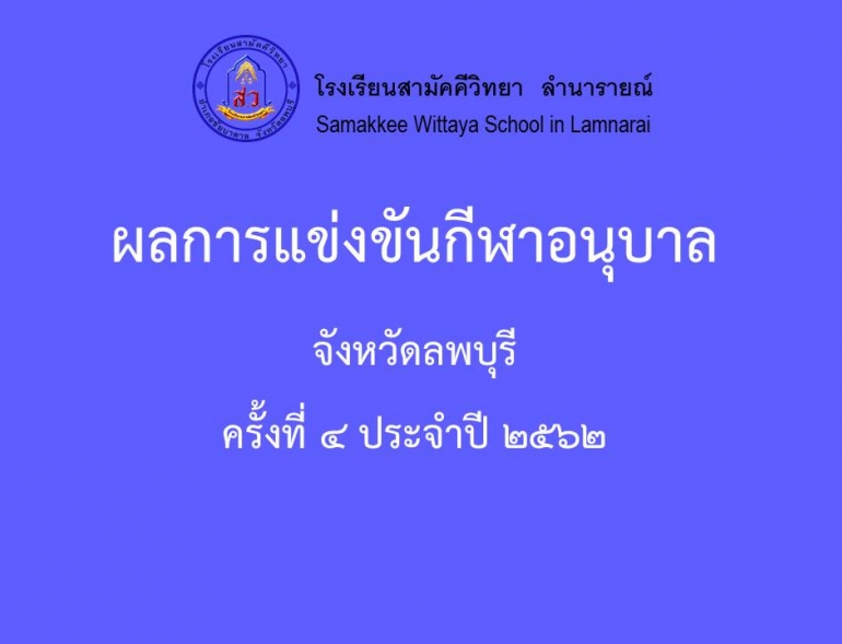 ผลการแข่งขันกีฬาอนุบาล ครั้งที่ 4 